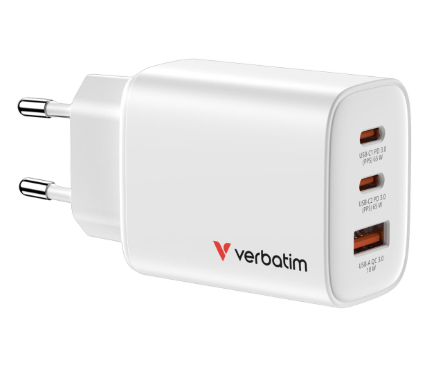 VERBATIM Ładowarka sieciowa Essentials GaN 65W biały 32353 - 1417012 - zdjęcie